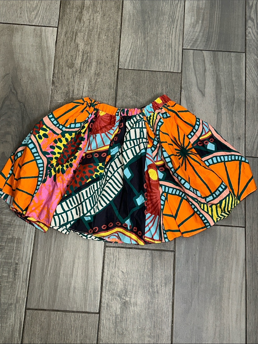 TIA CIBANI Youth Girls Skirt Orange Green Size 5/6 Pocket Cotton